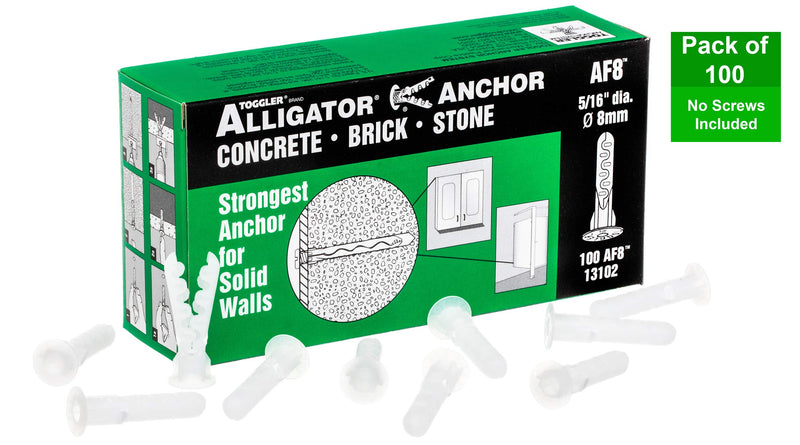 [Australia - AusPower] - TOGGLER ALLIGATOR AF8 Flanged Anchor, Polypropylene, Made in US, For #8 to #14 Fastener Sizes (Pack of 100) 
