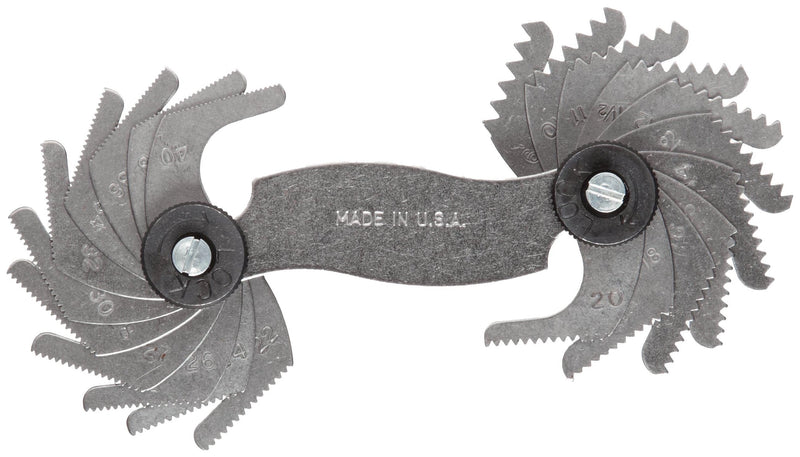 [Australia - AusPower] - TESA Brown & Sharpe 599-630 Screw Pitch Gage, Coarse and Pipe Threads, 9-40 TPI for V-Shaped Fine, 22 Blades, 60 Degree 