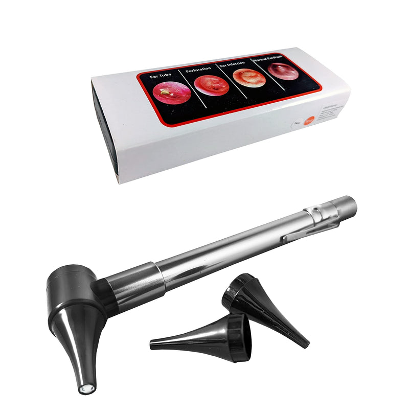 [Australia - AusPower] - Third Generation Dr Mom Slimline Stainless LED Pocket Otoscope with an Optical Quality Glass Lens and Hard Plastic Travel Hard Case - Silver 