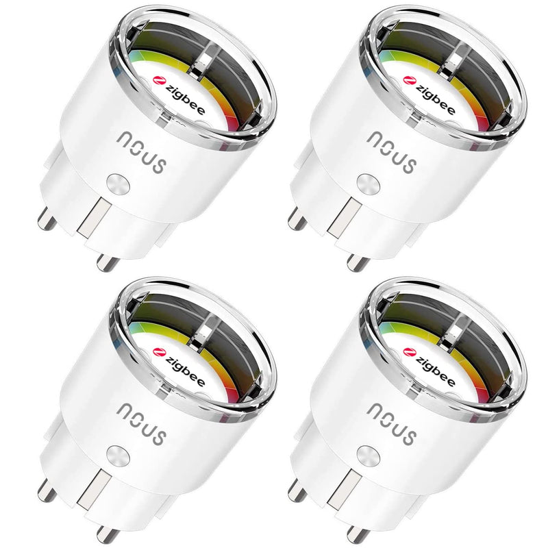 A1Z ZigBee Smart Socket with Energy Monitoring, 10A, Remote Control, Voice Control, Schedule & Timer, Compatible with Alexa, Google Home, ZigBee Hub Required, Pack of 4
