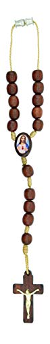 Catholica Shop I Auto Car Rosary - Rear View Mirror I Wood Prayer Beads - Handcrafted in Brazil I Car Ornaments (Sacred Heart of Jesus) Sacred Heart of Jesus
