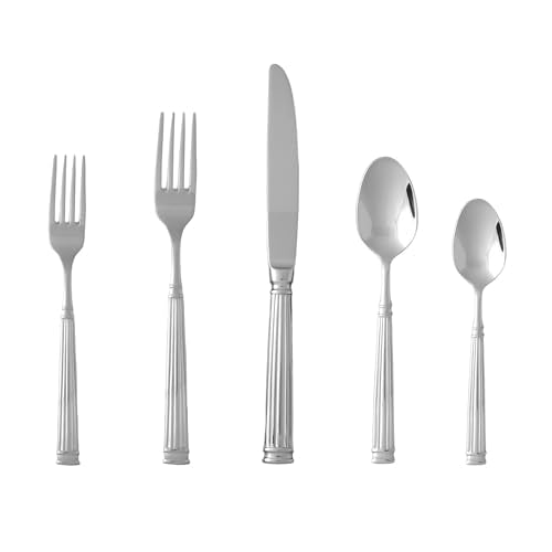 FORTESSA Doria 18/10 Stainless Steel Flatware, 5 Piece Place Setting With Table Knife, Forks and Spoons (Service For 1), Dishwasher Safe, Polished 5-Piece Place Setting, Service for 1