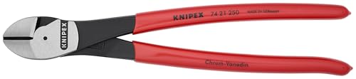 KNIPEX 74 21 250 high leverage angled diagonal side-cutting pliers with red and blue handles