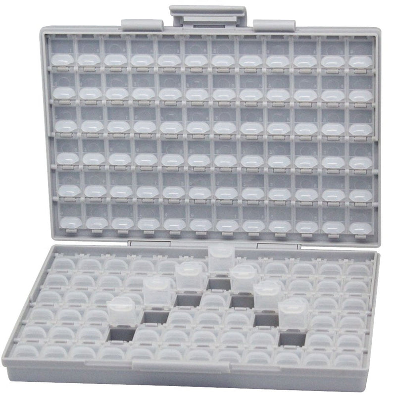 AideTek Box-all Enclosure for Surface Mount Components 1206 0805 0603 0402 0201 Size+ 198 White Labels 144 Compartments with Lid Hold up to 300pcs 1206 Resistor Capacitor BOXALL144
