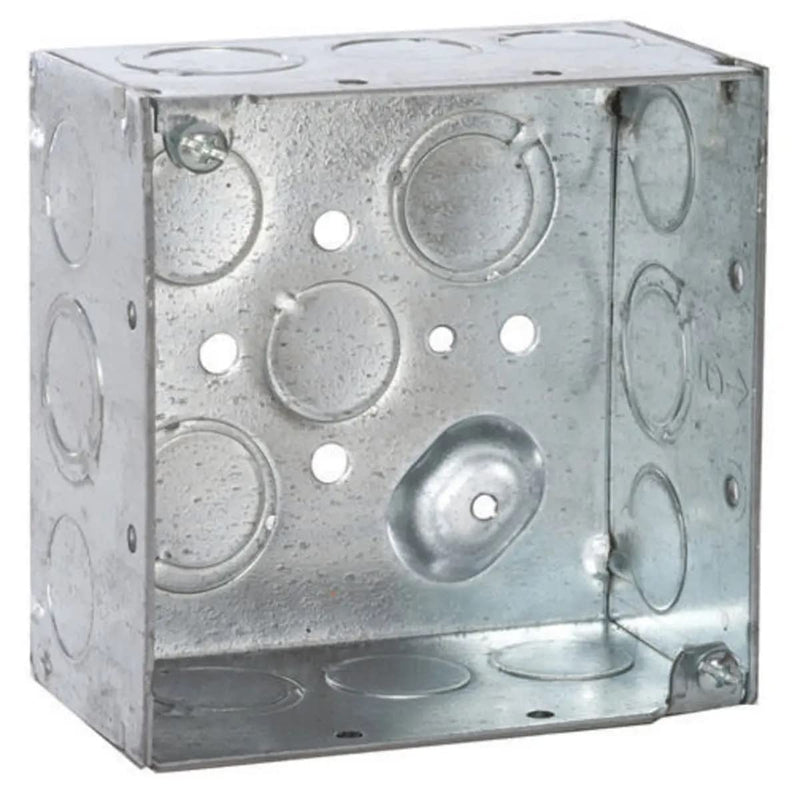 [Australia - AusPower] - RACO 8232 2-1/8 in. Deep, 1/2 in. and 3/4 in. Side Knockouts, Welded 4 in. Square Electrical Box, 1-Pack, Gray 1 Pack 