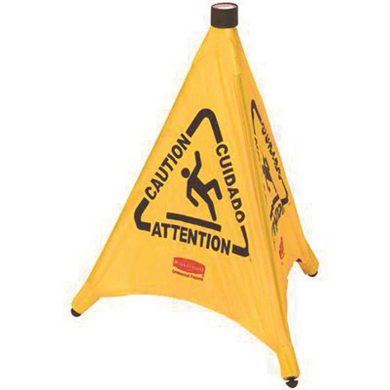 [Australia - AusPower] - Rubbermaid Commercial Products Portable/Wall-Mount 3-sided Multilingual Wet Floor Pop Up Floor Cone with Storage Tube, 30", Yellow, Prevent Accidents in Restaurant/Grocery Store/Office 