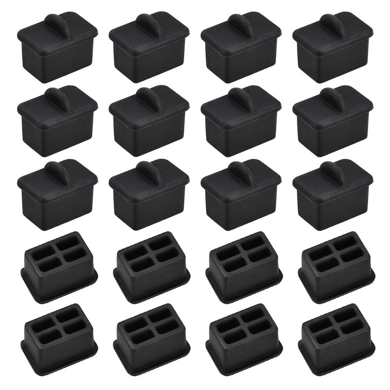 [Australia - AusPower] - uxcell 20pcs SFP-A Silicone Protectors Port Anti Dust Cap Cover Black 