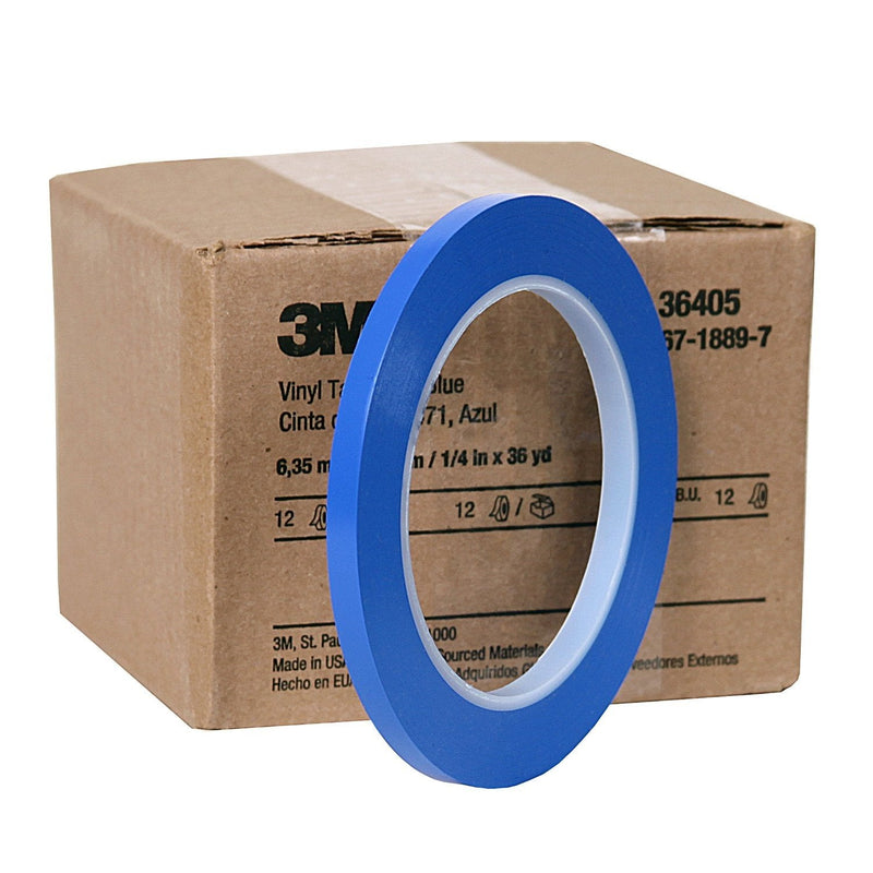 3M 36405 471 Blue 1/4" x 36 Yard Vinyl Tape