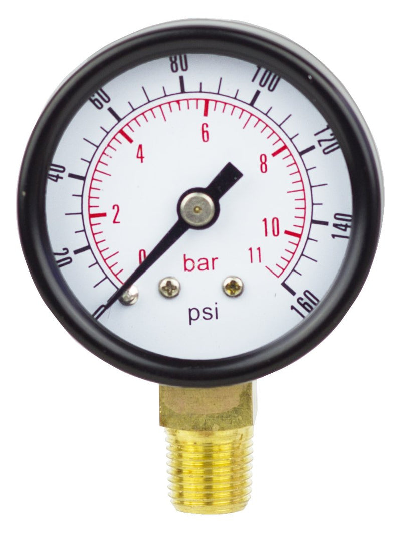 [Australia - AusPower] - PneumaticPlus PSL15-160 Pressure Gauge, Lower Mount, 1-1/2" Dial, 0-160 PSI, 1/8" NPT 