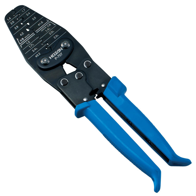 Hozan P-707 Crimping Tool (for Open Barrel Type Contacts), Crimping Pliers, 15 Types of Large and Small Dies, Compatible with a Wide Range of Terminals For small to large terminals