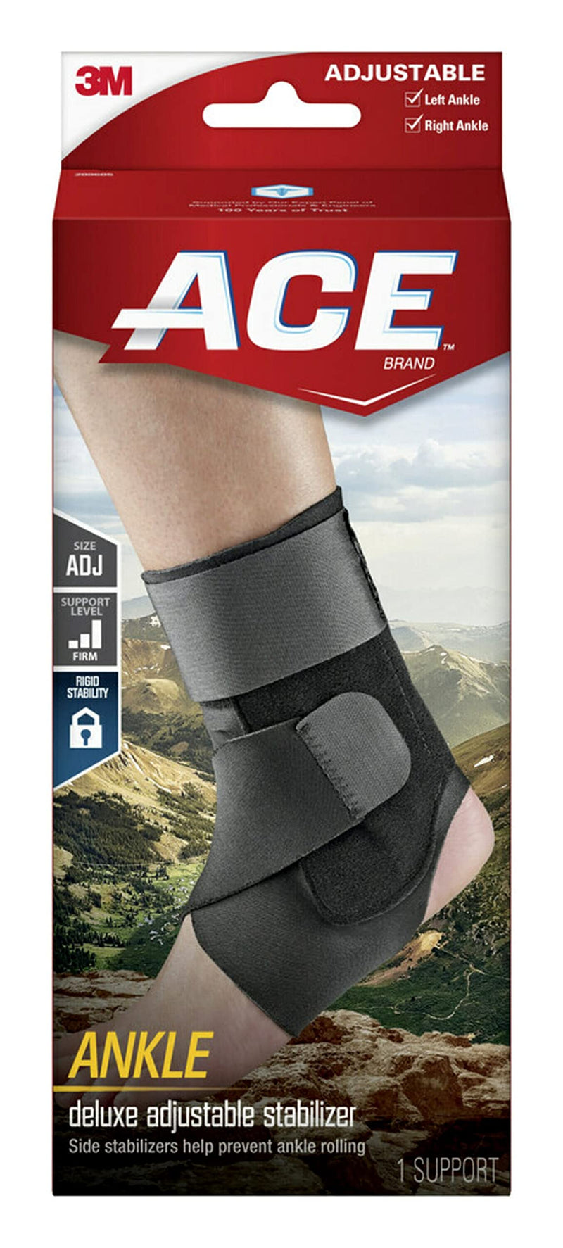 [Australia - AusPower] - ACE Brand Deluxe Adjustable Ankle Stabilizer, Firm Stabilizing Support for Weak, Sore or Injured Joints, Adjustable Ankle Brace, Breathable, One Size Fits Most 