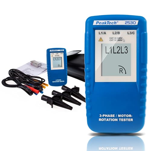 PeakTech 3-phase direction indicator, rotary field tester with LCD display, 1 piece, P 2530