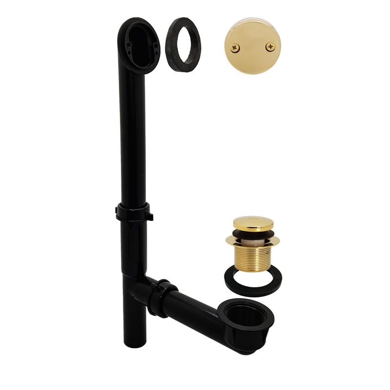 Westbrass 593144-01 Black 1-1/2" Tubular Tip-Toe Bath Waste Drain Kit, Polished Brass 1-Pack
