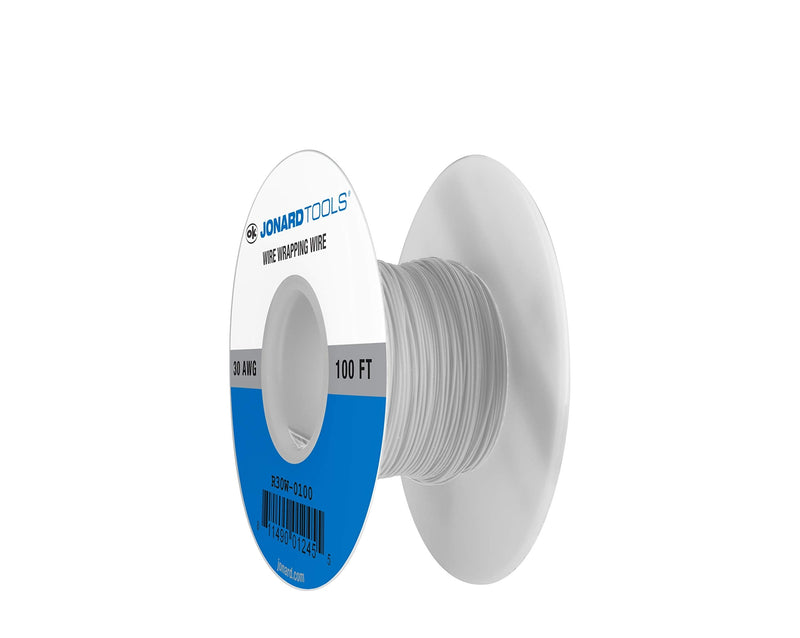 Jonard Tools R30W-0100 White Insulated Kynar Copper Wire Roll, 30 AWG, 100 ft Length