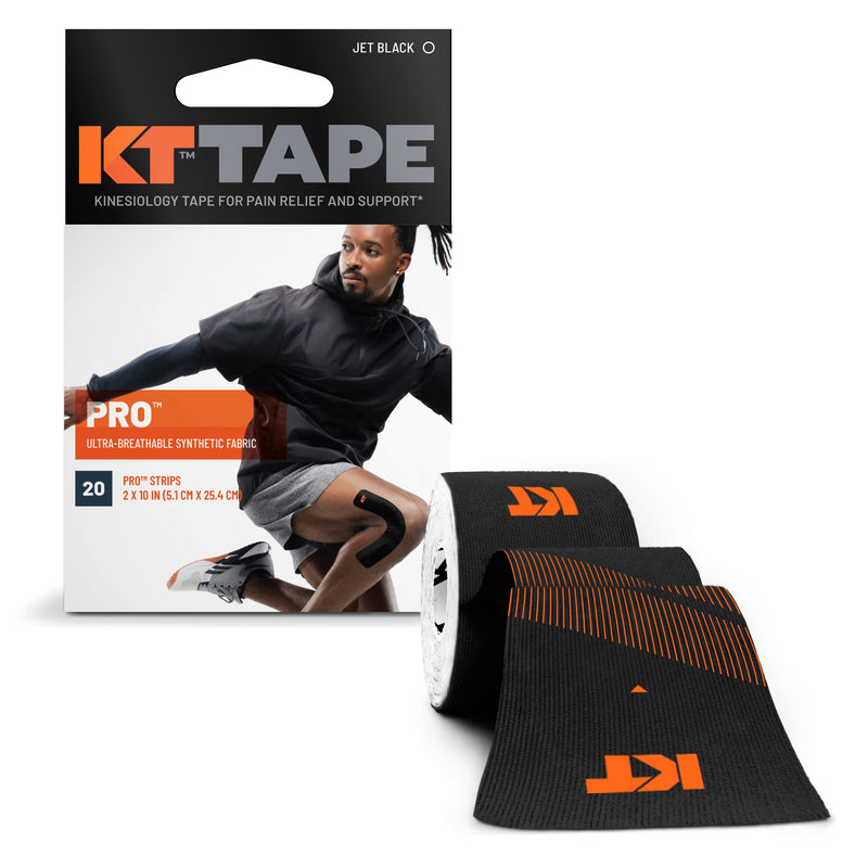 [Australia - AusPower] - KT Tape, Pro Synthetic Kinesiology Athletic Tape, 20 Count, 10” Precut Strip Jet Black 