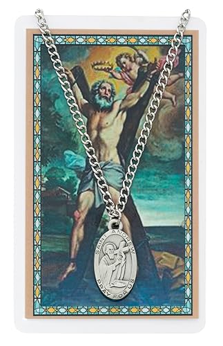 St Andrew Prayer Card With Medal Pendant Charm Patron Saint Catholic Christian