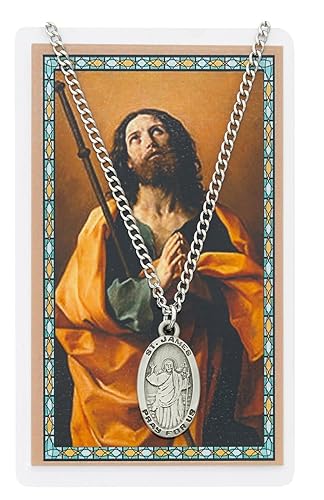 St James Prayer Card With Medal Pendant Charm Patron Saint Catholic Christian