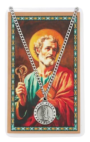 St Peter Prayer Card With Medal Catholic Christian Pendant Charm Patron Saint