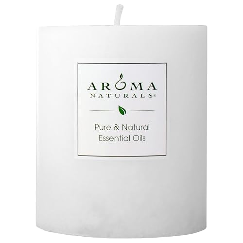 Aroma Naturals Patchouli and Frankincense Essential Oil White Scented Pillar Candle, Meditation, 3 inch x 3.5 inch Patchouli & Frankincense (Meditation) 3" x 3.5"