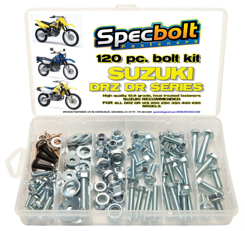 120pc Specbolt Suzuki DRZ DR Four Stroke Bolt Kit for Maintenance & Restoration of DRZ400 Using OEM Spec Fastener DR-Z DR 70 100 110 125 200 250 350 400 650 DRZ SM