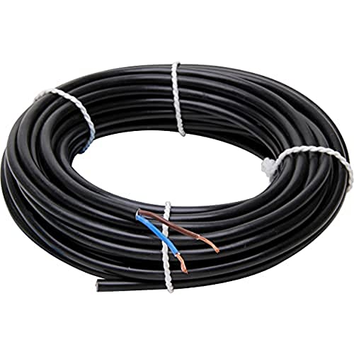 Kopp 152210845 Hose Line 2-Core, H03 VV-F 2G0.75 mm² (10 m) for Flexible Installation, 300/500 V, Power Cable for Drying Room, Light Duty, Black Single