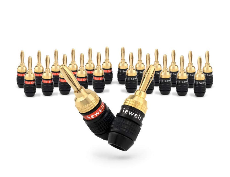 [Australia - AusPower] - Sewell SW-29863-12 Deadbolt Banana Plugs 12-Pairs by, Gold Plated Speaker Plugs, Quick Connect 12 Pairs 