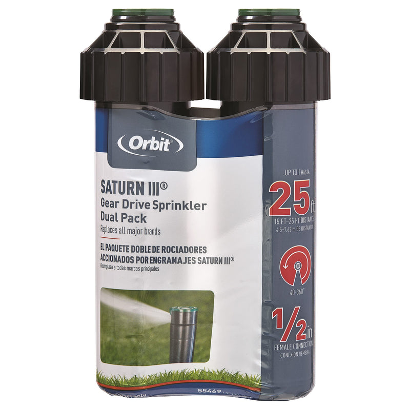 [Australia - AusPower] - Orbit 55469 – Sprinkler Saturn III Medium Scope, pre-Installed with Nozzle, 5.50 x 11 x 17 cm, Black/Green 
