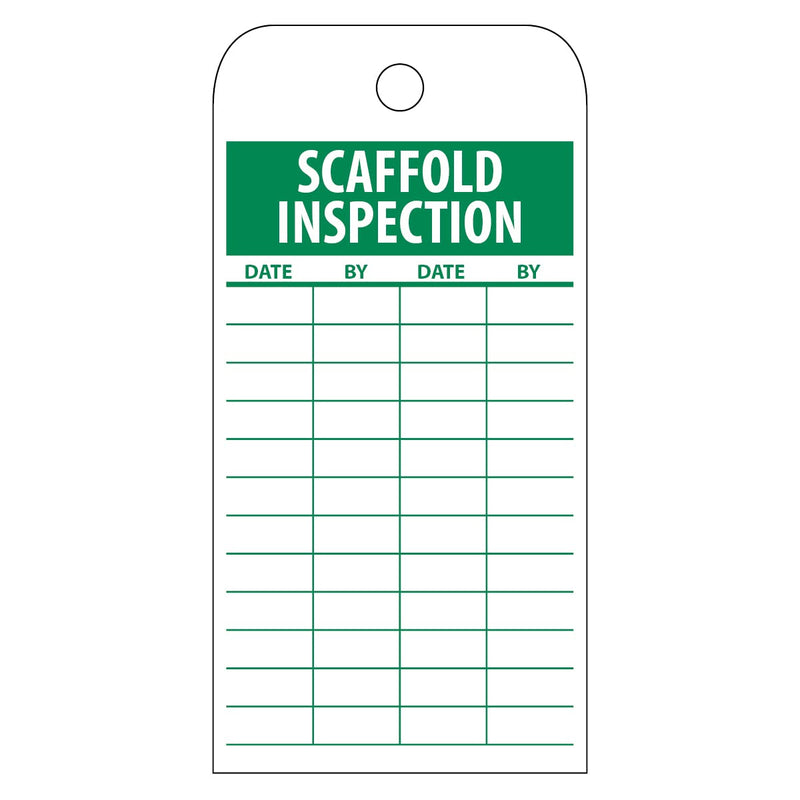 NMC Scaffold Inspection Tag, Pack of 25, 3" Width x 6" Height, Unrippable Vinyl, Made in The USA, RPT167