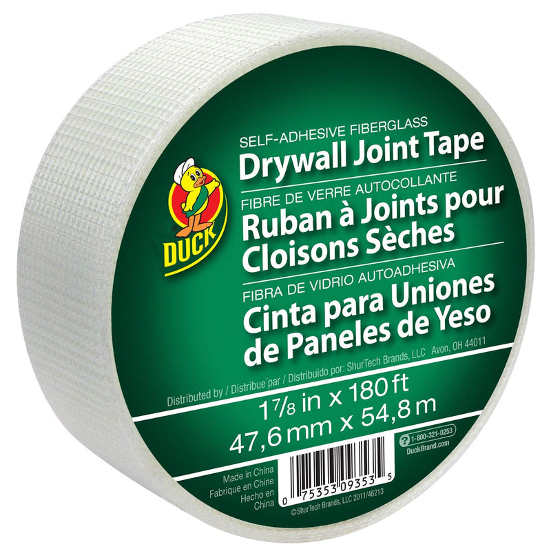 [Australia - AusPower] - Duck Brand 1.88-Inch by 180 Feet Single Roll Self-Adhesive Fiberglass Drywall Joint Tape, White (282083) 1.88 in. x 180 ft. 