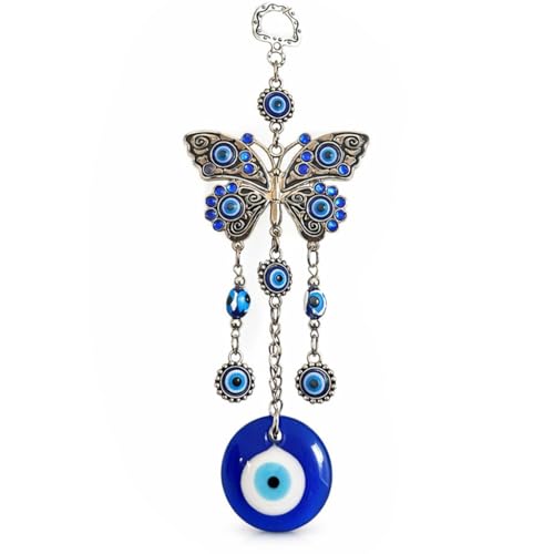 Betterdecor Turkish Blue Evil Eye with Butterfly Hanging Decoration Ornament (Butterfly) Butterfly Only