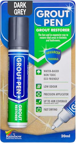 Rainbow Chalk Markers dark grey grout pen with wide 15mm tip for tile grout restoration, 20ml marker