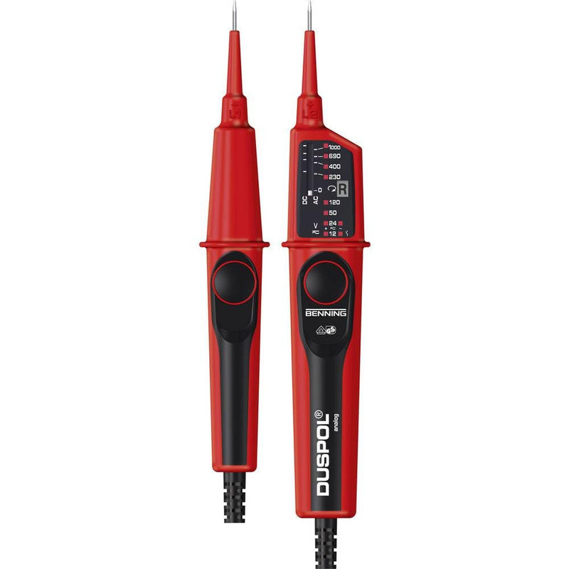 Benning 050261 Duspol Analogue Voltage Tester with Movable Coil Level Indicator with Benning Bag Protective Bag for Voltage Tester Analog voltage tester