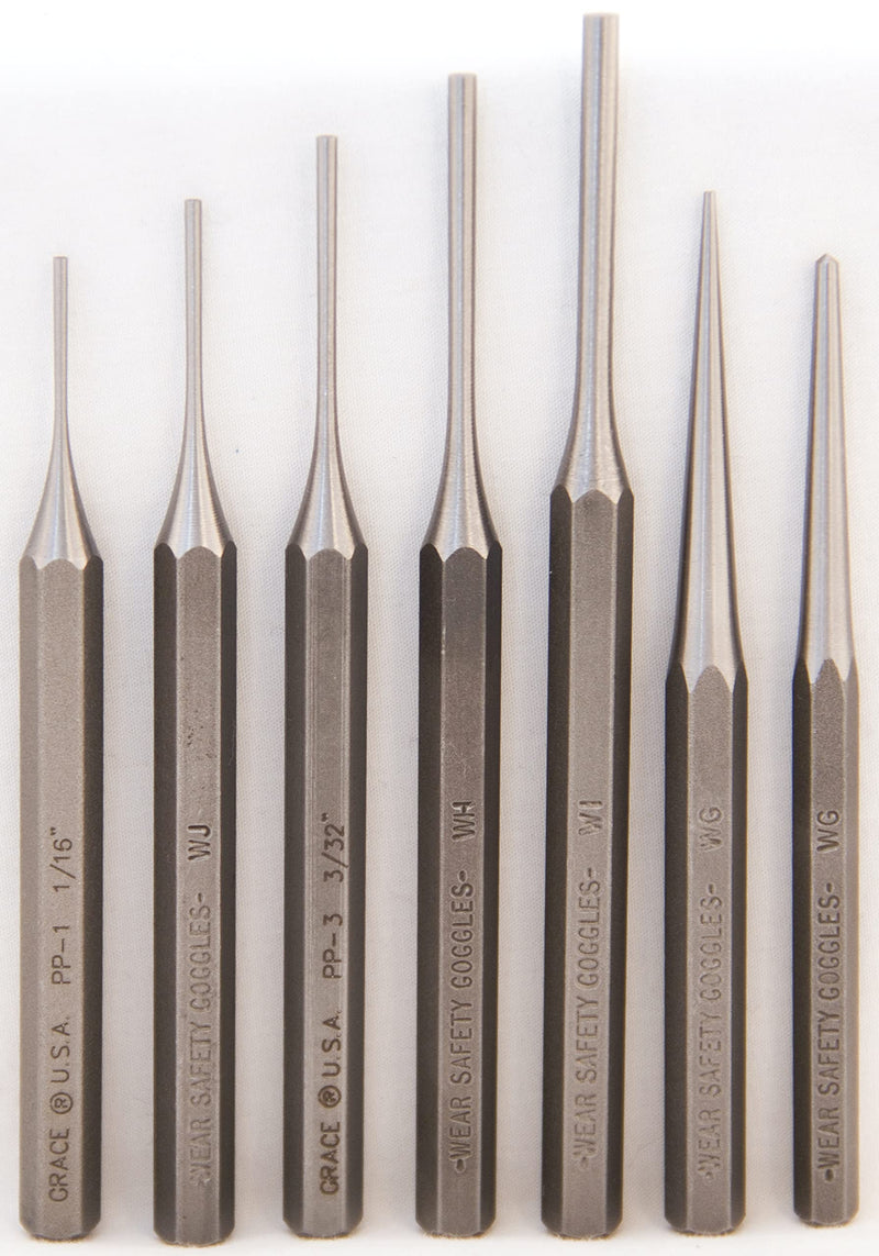 Grace USA Gun Care Steel Punch Set, Gunsmith Tools & Accessories, 7 Piece Set, Made in USA