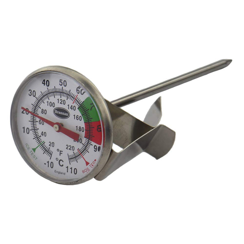 [Australia - AusPower] - Brannan Frothy Milk Thermometer for Steaming Milk with 125 mm Stainless Steel Probe and Clip Barista Coffee Great for Frothing 