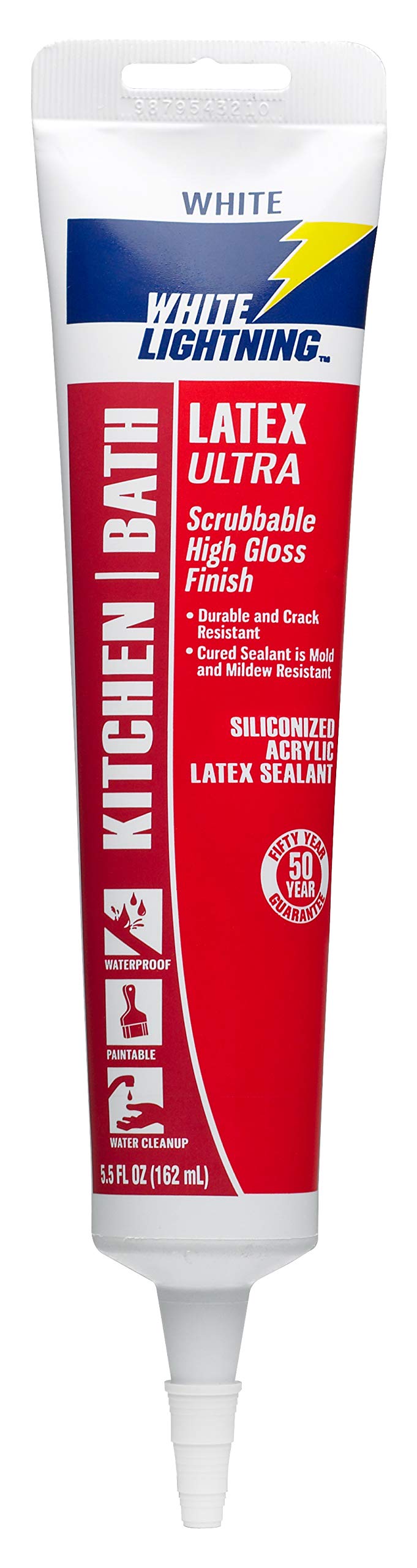 [Australia - AusPower] - White Lightning W21000005 Latex Ultra Kitchen and Bath Premium High Gloss Sealant, White, 5.5 fl. oz. 5.5 oz 
