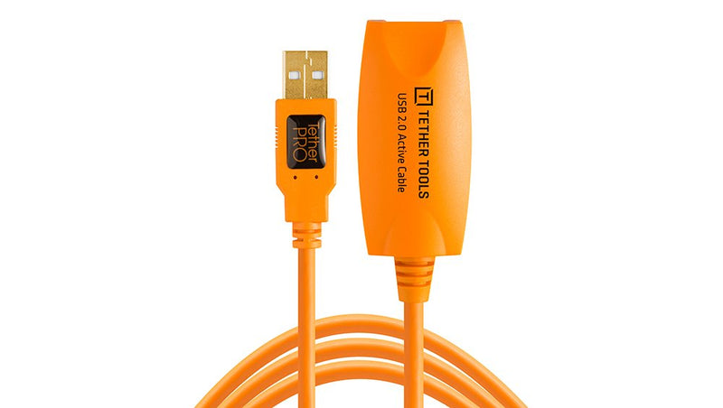 [Australia - AusPower] - Tether Tools TetherPro USB 2.0 to USB Female Active Extension Cable Cable | for Fast Transfer Between Camera and Computer | High Visibility Orange | 16 Feet (5 m) 