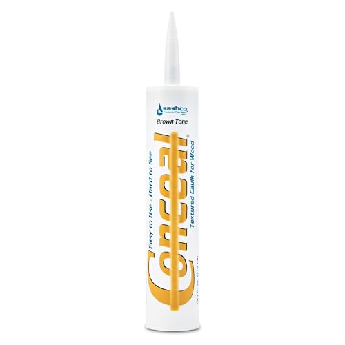 Sashco Conceal textured adhesive caulk in Golden Mesa brown tone, 10.5 oz tube