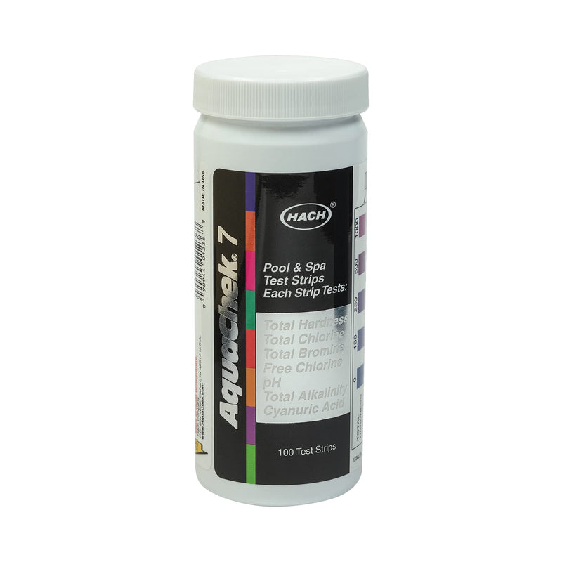 AquaChek 7-Way Pool and Spa Test Strips - Silver Pool Test Strips For pH, Total Chlorine, Free Chlorine, Bromine, Alkalinity, Total Hardness, and Cyanuric Acid - Water Quality Testing Kit (100 Strips) 1-Pack test strip