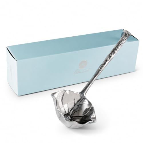 Arthur Court Magnolia Pattern Aluminum Serving Ladle - Elegant Punch/Soup Ladle for Entertaining - 12.5 Inch Long 12.5 inches Magnolia