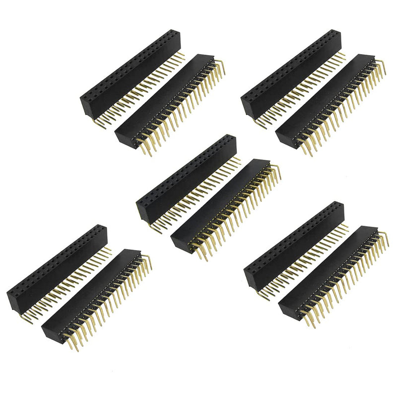 [Australia - AusPower] - uxcell 10 Pcs 2x20 Pin 2.54mm Pitch Dual Row Right Angle Female Headers 