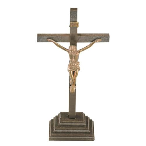 Autom Rustic Tabletop Standing Crucifix, 7" Tall, Gold Corpus