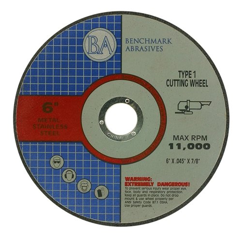 [Australia - AusPower] - Benchmark Abrasives 6" Aluminum Oxide Quality Thin Cut Off Wheel for Metal and Stainless Steel .045" Thick 7/8" Arbor, Angle Grinder Wheel, Grinder Cutting Wheel - 25 Pack 6" | 25 Count 