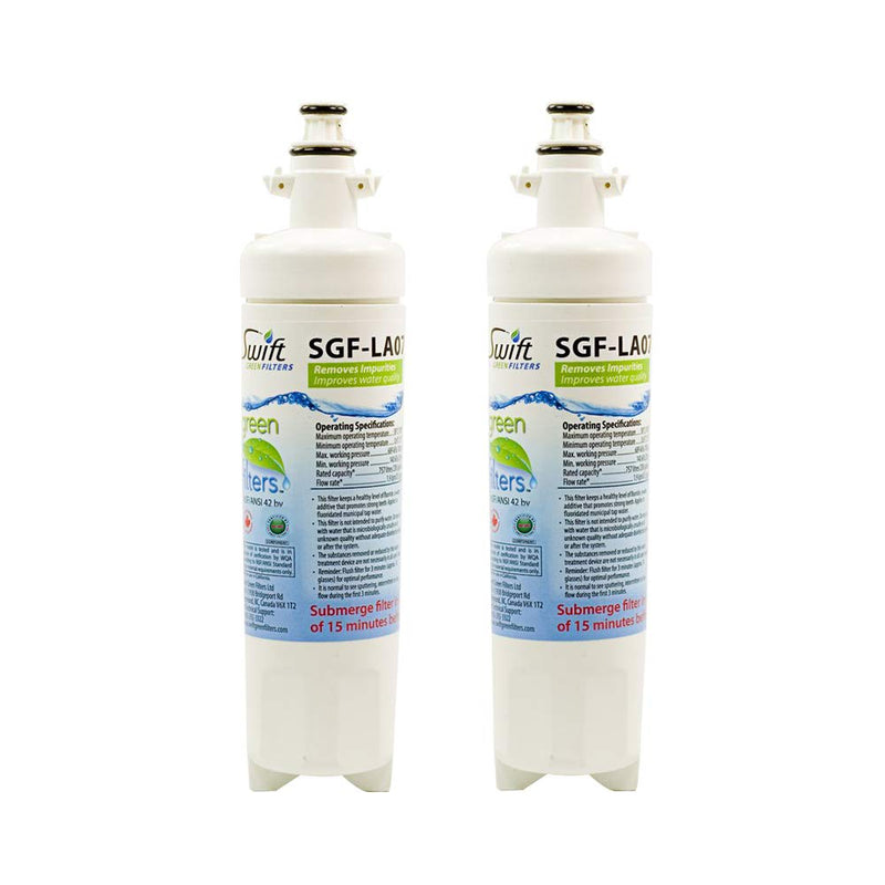 Swift Green Filters SGF-LA07 (2 Pack) LT700-P, 04609690000, 09690, 46-9690, ADQ36006102, ADQ36006101 LG Replacement Water Filter, 2 Count, white 2 Pack