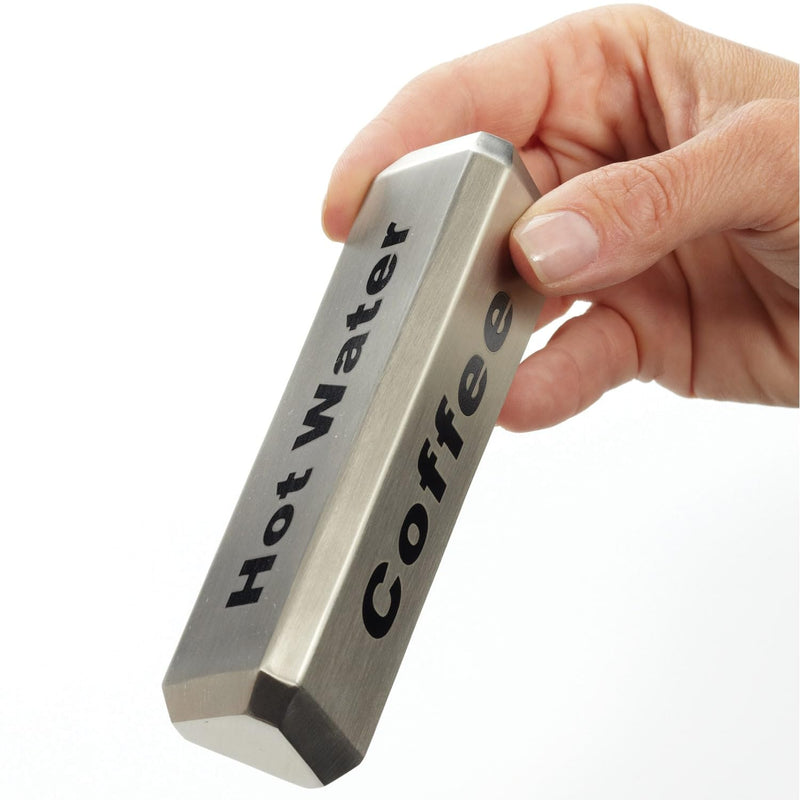 American Metalcraft TTSB3 Three-Sided Sign for Coffee, Decaf and Hot Water, Stainless Steel, 1-3/8" H, 1-1/2" W, 4-3/4" L