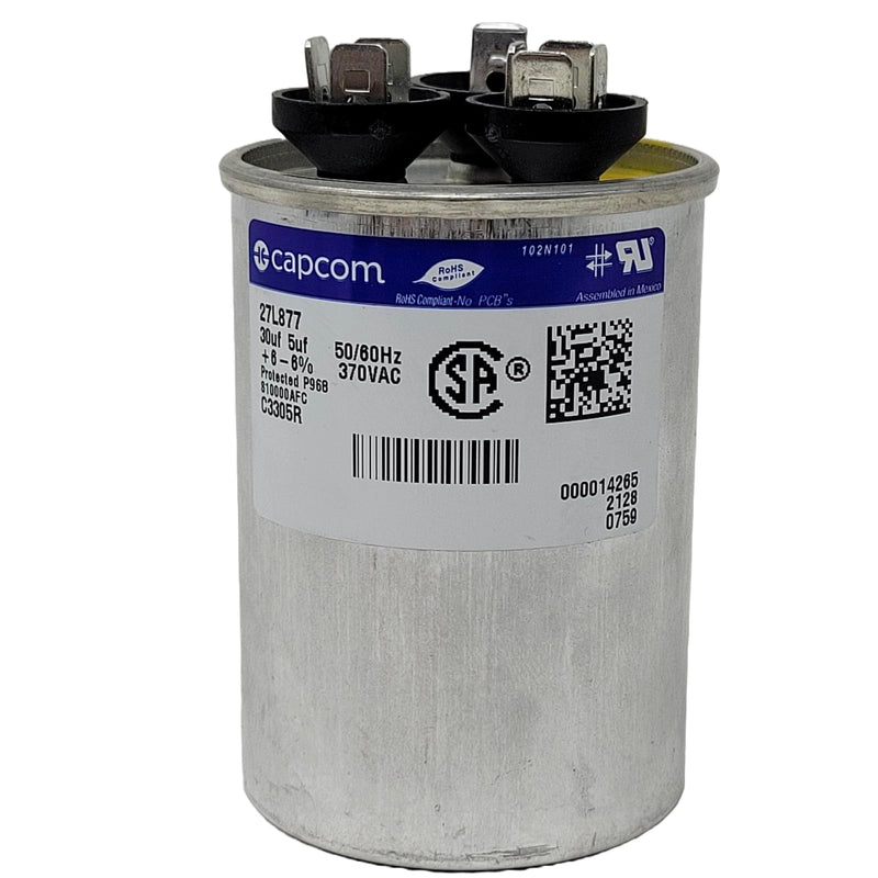 [Australia - AusPower] - GE Genteq Replacement for Capacitor 30/5 uf 370 volt 97F9833, 370V, 30/5 MFD, Dual Run, Round Capacitor 