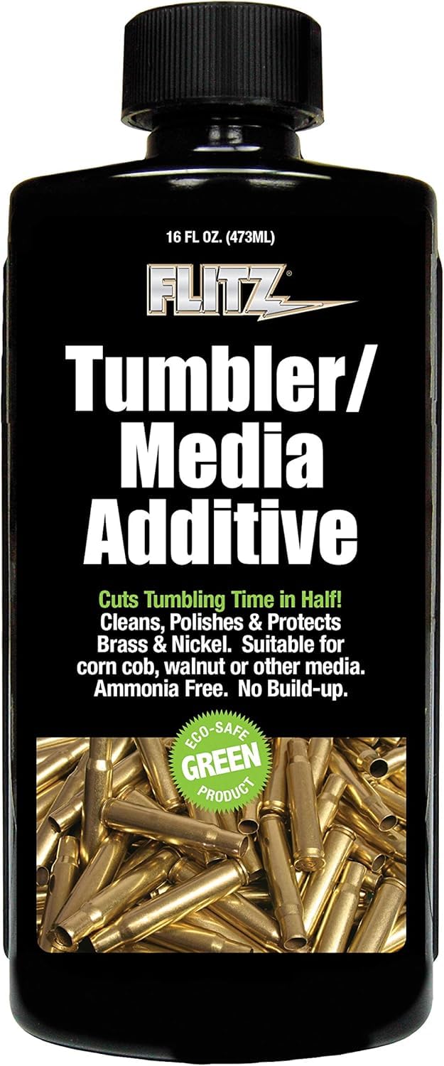 [Australia - AusPower] - Flitz Tumbler Media Additive - 16oz Bottle of USA-Made Brass Cleaner Reloading Liquid for Ammo, Copper, & All Metals - Ammonia-Free Tumbling Polish to Remove Oxidation, Powder Residue (1 Pack) 16 Fl Oz (Pack of 1) 