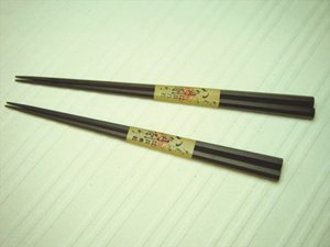 [Edo wood chopsticks] octagon chopsticks large striped ebony (japan import)