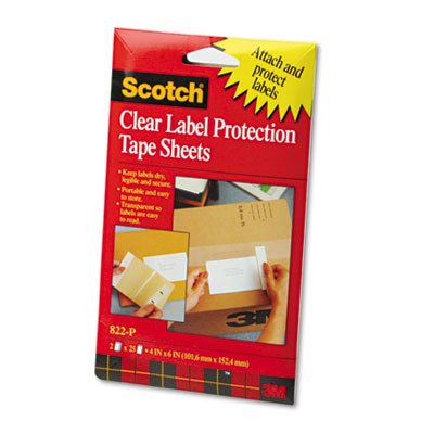 ScotchPad Label Protection Tape Sheets, 4 x 6, Clear, 25/Pad, 2 Pads/Pack