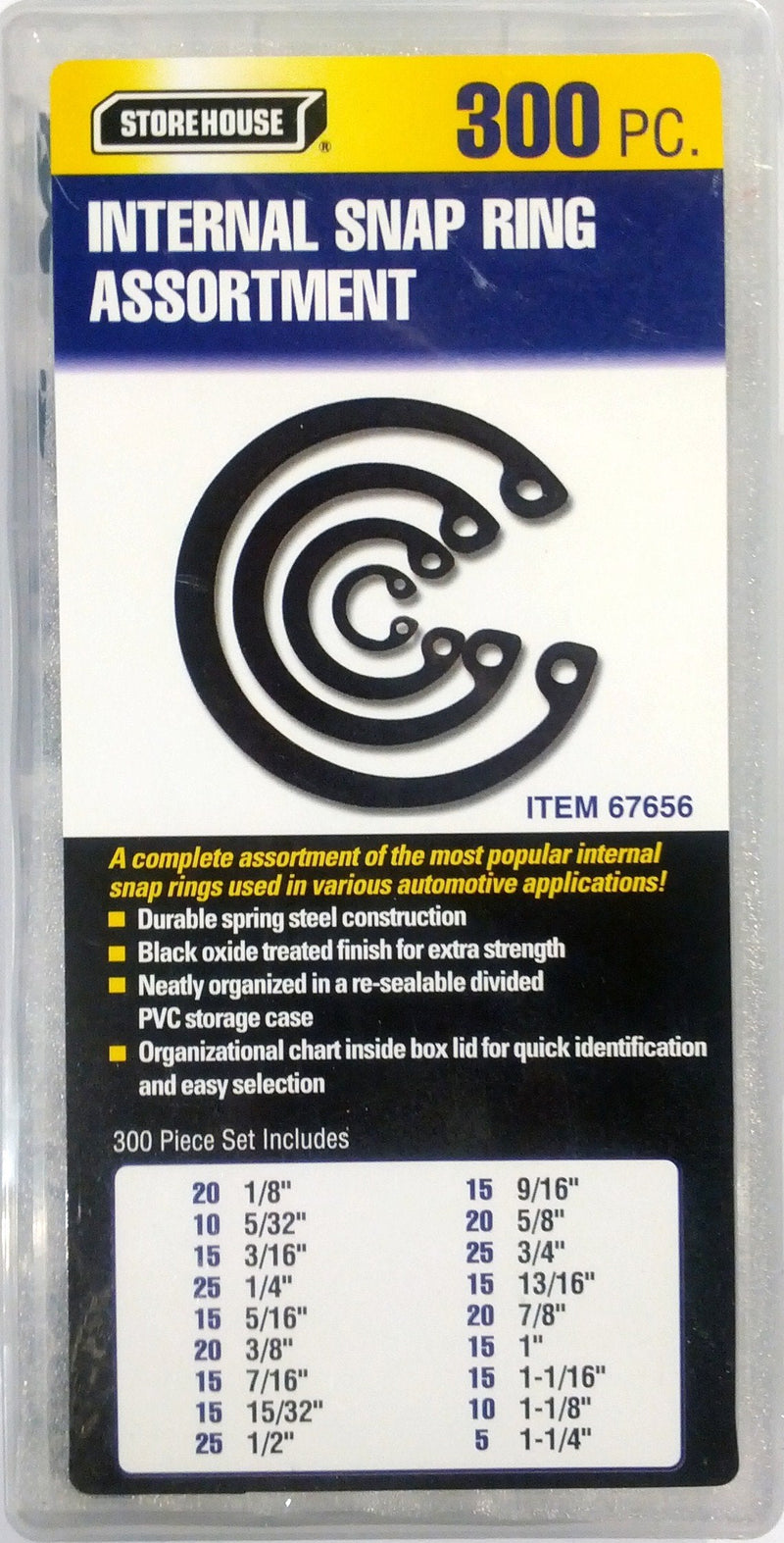 [Australia - AusPower] - 300 Piece Internal Retaining Ring Assortment 
