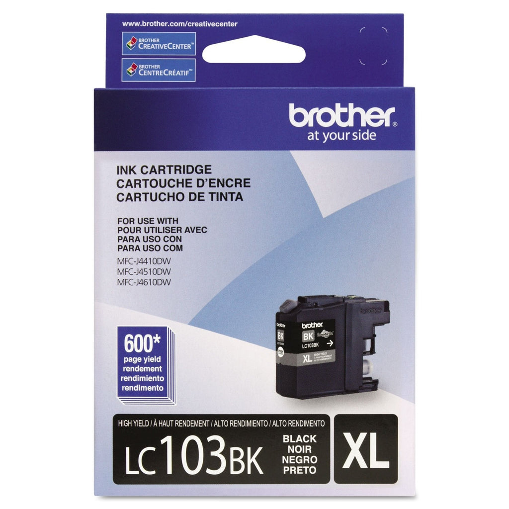 [Australia - AusPower] - Brother Genuine High Yield Black Ink Cartridge, LC103BK, Replacement Black Ink, Page Yield Up to 600 Pages, Amazon Dash Replenishment Cartridge, LC103, 1 OEM Cartridge 1 Count (Pack of 1) 